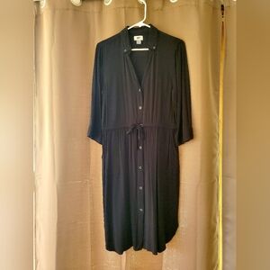 EUC Black Cotton Shirt Dress M